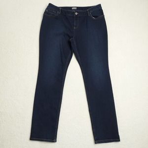 Womens J Jill Skinny Stretch Jeans Size 12 Blue Dark Wash Mid Rise 34" W Straigh